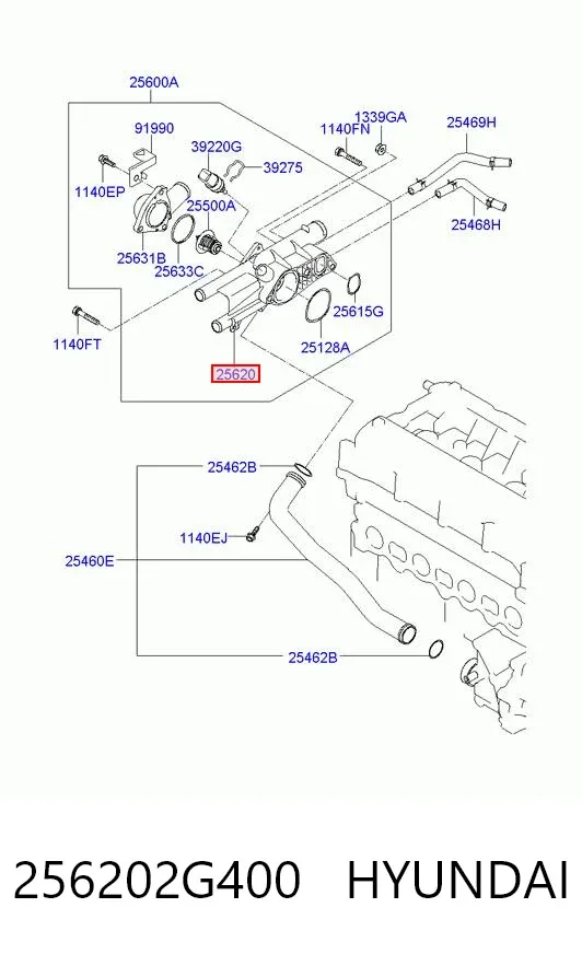 Корпус термостата 256202G400 Hyundai/Kia