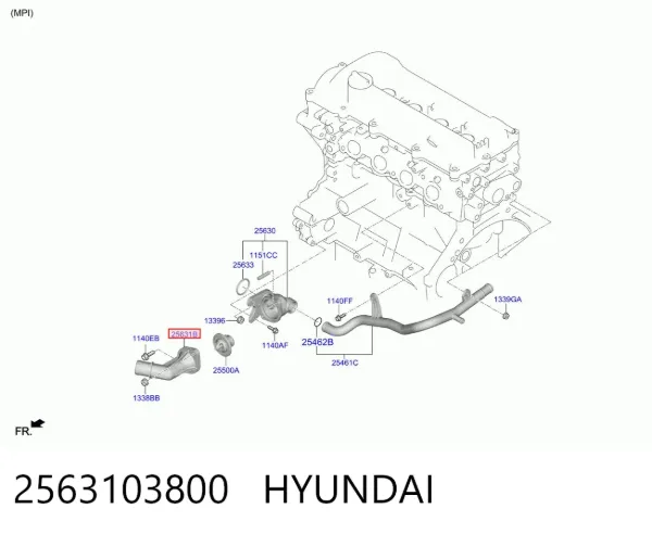 Крышка термостата 2563103800 Hyundai/Kia