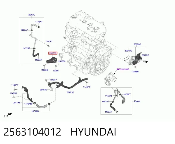 Крышка термостата 2563104012 Hyundai/Kia