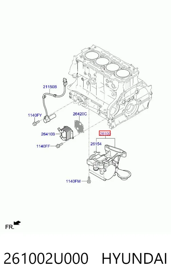 Масляный насос 261002U000 Hyundai/Kia