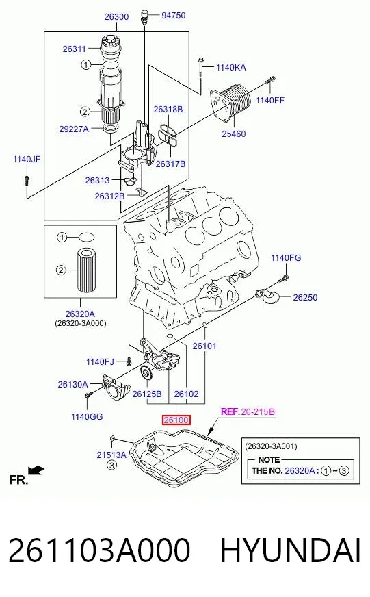 Масляный насос 261103A000 Hyundai/Kia