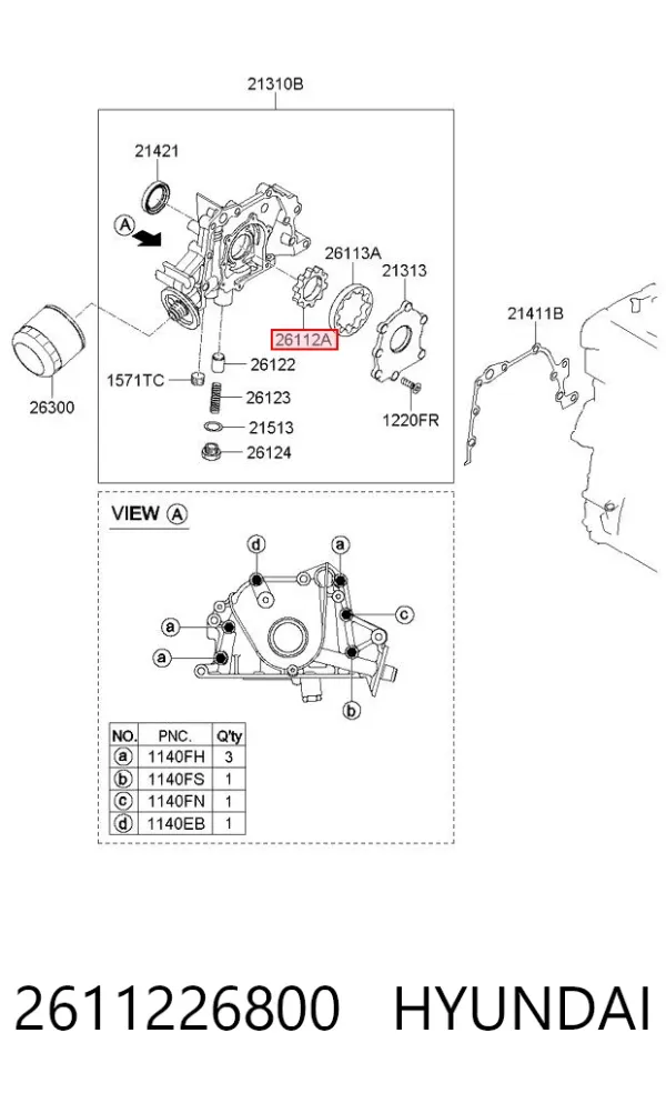 Ремкомплект масляного насоса 2611226800 Hyundai/Kia