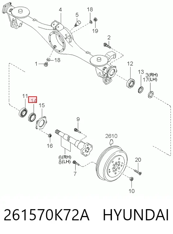 Подшипник задней ступицы 261570K72A Hyundai/Kia