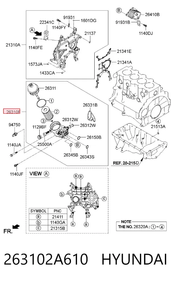 Масляный фильтр 263102A610 Hyundai/Kia