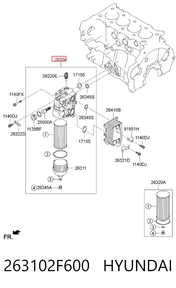 Масляный фильтр 263102F600 Hyundai/Kia
