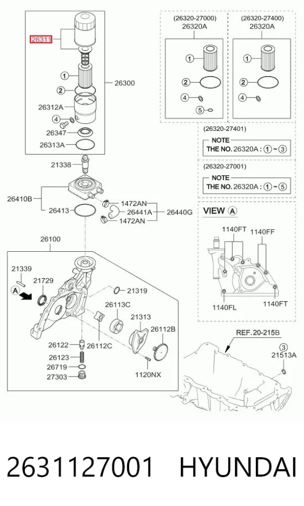 Крышка масляного фильтра 2631127001 Hyundai/Kia