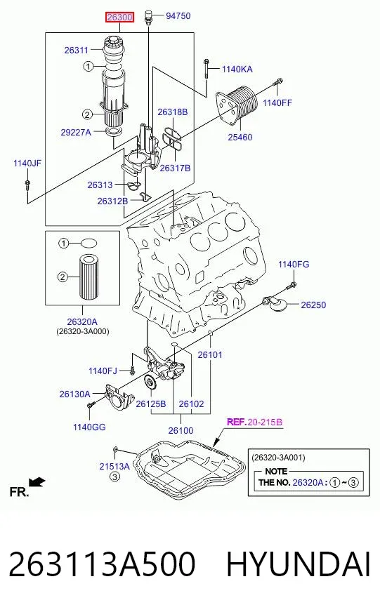 Масляный фильтр 263113A500 Hyundai/Kia