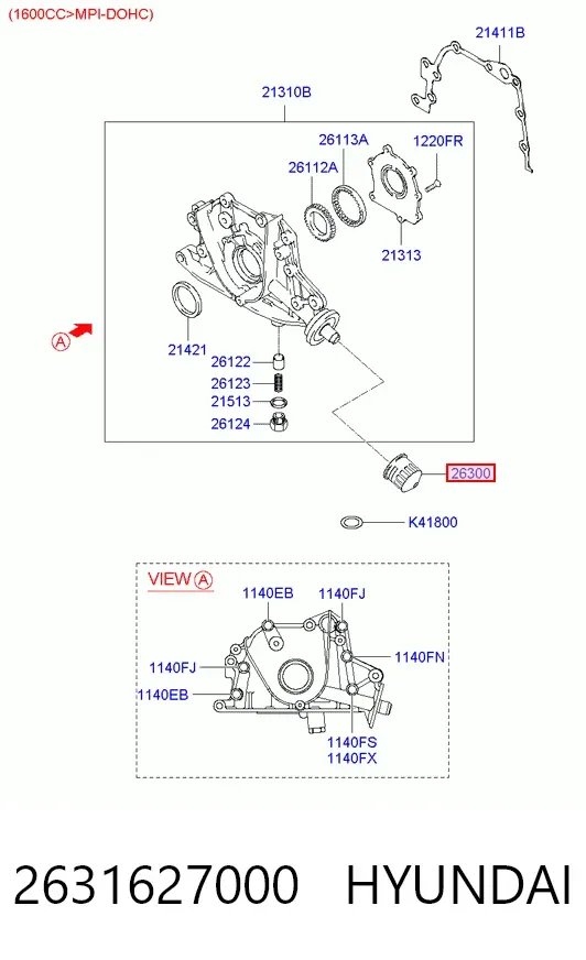 Масляный фильтр 2631627000 Hyundai/Kia