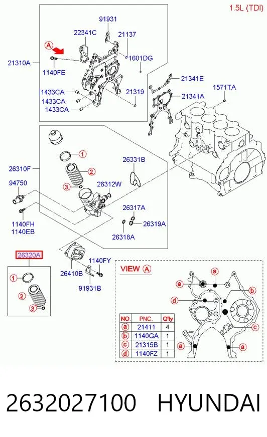 Масляный фильтр 2632027100 Hyundai/Kia