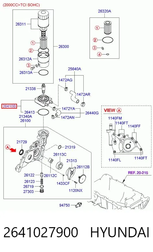 Радиатор масляный (холодильник), под фильтром 2641027900 Hyundai/Kia