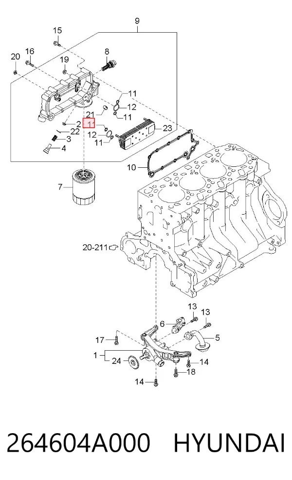Прокладка радиатора масляного 264604A000 Hyundai/Kia