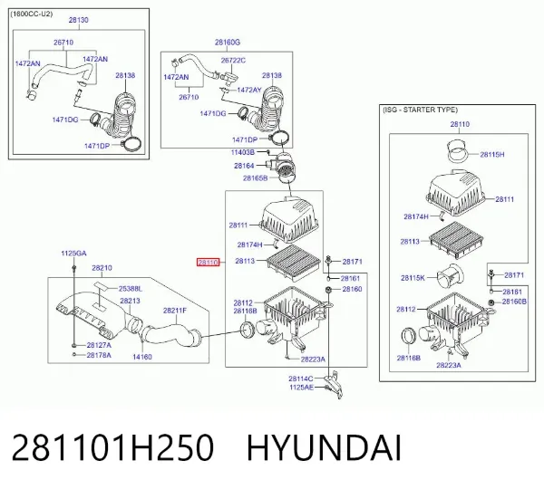 Корпус фильтра 281101H250 Hyundai/Kia
