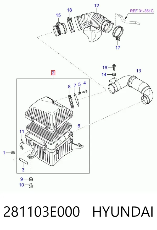 Корпус фильтра 281103E000 Hyundai/Kia