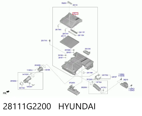 Корпус воздушного фильтра, верхняя часть 28111G2200 Hyundai/Kia