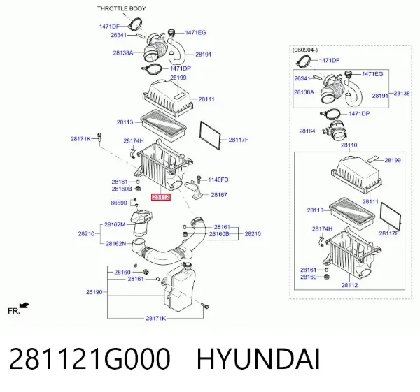 Корпус воздушного фильтра, нижняя часть 281121G000 Hyundai/Kia