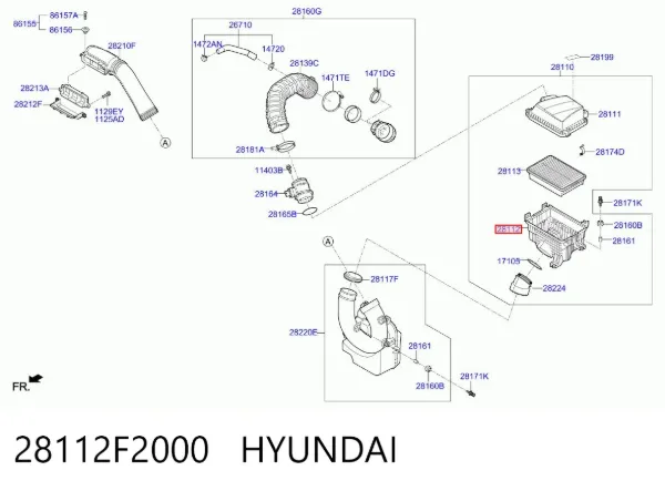 Корпус воздушного фильтра, нижняя часть 28112F2000 Hyundai/Kia