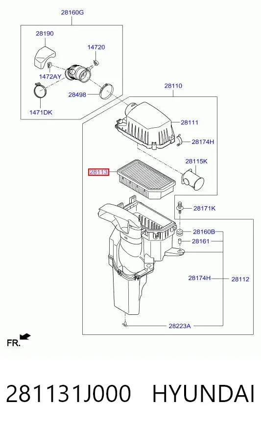 Воздушный фильтр 281131J000 Hyundai/Kia