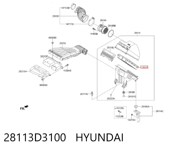Воздушный фильтр 28113D3100 Hyundai/Kia
