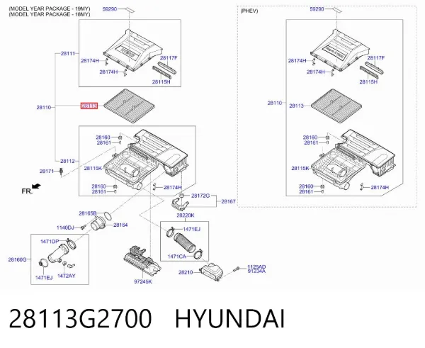 Воздушный фильтр 28113G2700 Hyundai/Kia