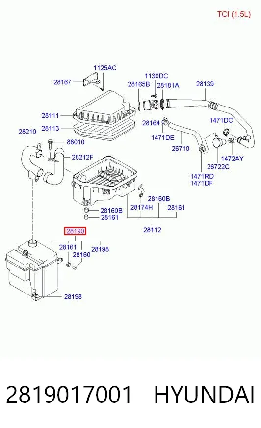Резонатор воздушного фильтра 2819017001 Hyundai/Kia