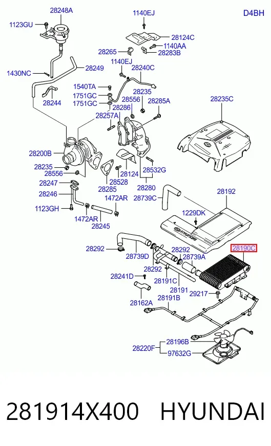 Интеркулер 281914X400 Hyundai/Kia
