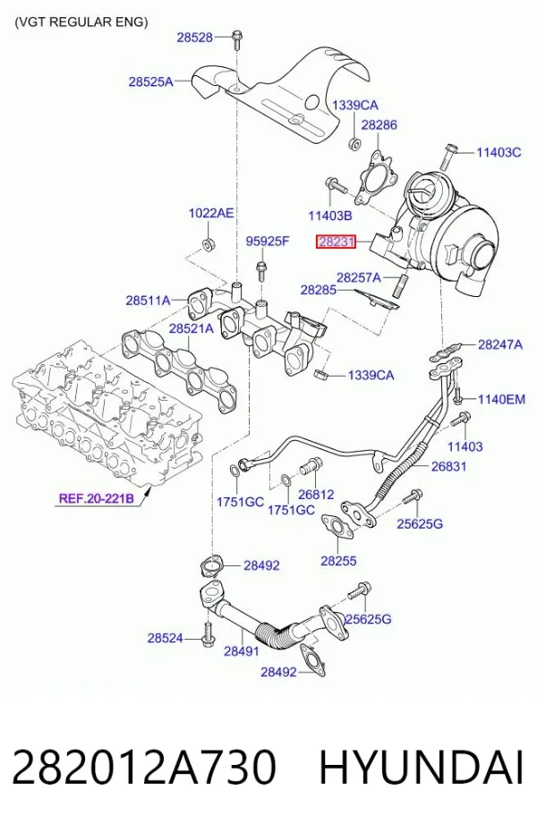 Турбина 282012A730 Hyundai/Kia