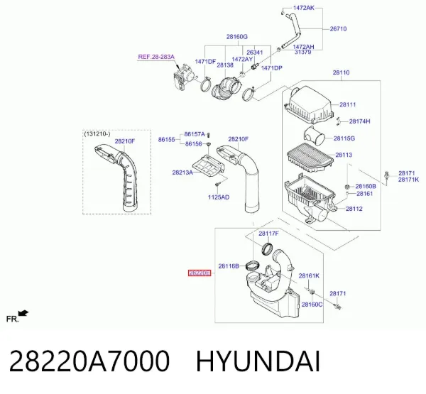 Резонатор воздушного фильтра 28220A7000 Hyundai/Kia