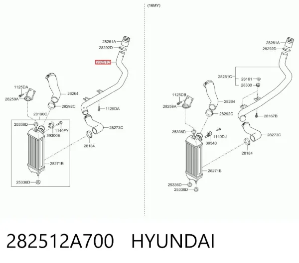 Патрубок интеркулера 282512A700 Hyundai/Kia