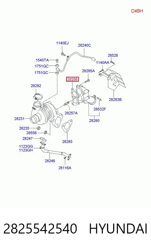Прокладка турбины выхлопных газов, выпуск 2825542540 Hyundai/Kia