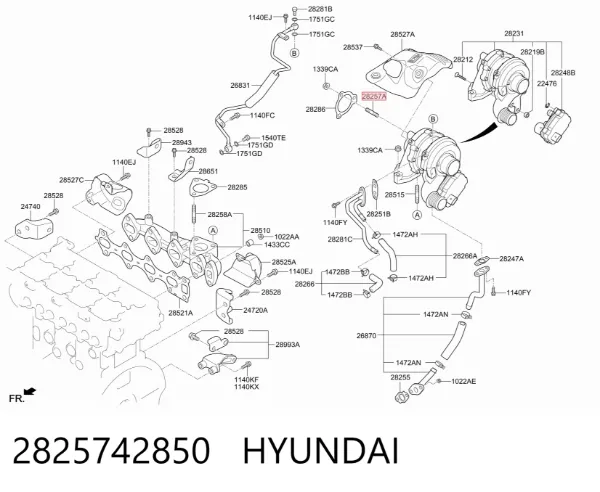 Болт крепления турбины 2825742850 Hyundai/Kia
