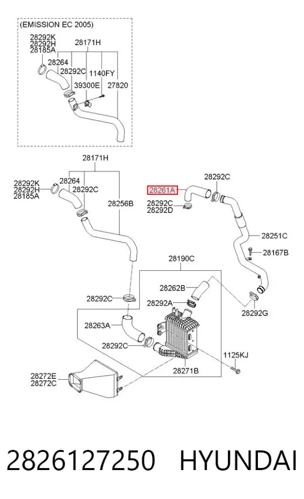 Патрубок интеркулера 2826127250 Hyundai/Kia