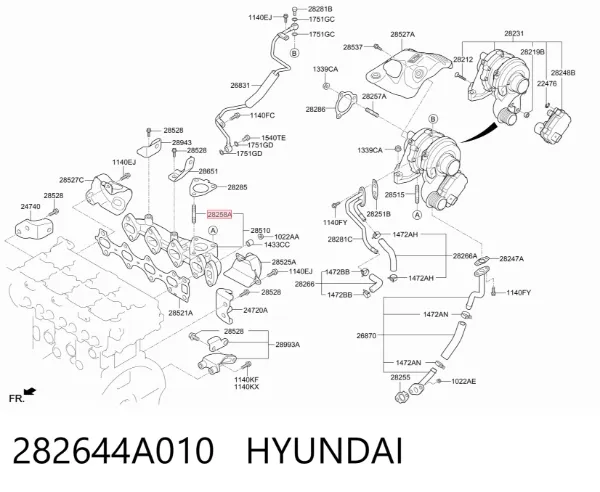 Болт крепления турбины 282644A010 Hyundai/Kia