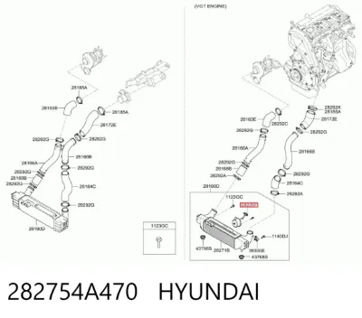 Электровентилятор интеркуллера в сборе (мотор+крыльчатка) HYUNDAI 282754A470