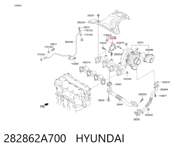 Прокладка турбины выхлопных газов, выпуск 282862A700 Hyundai/Kia