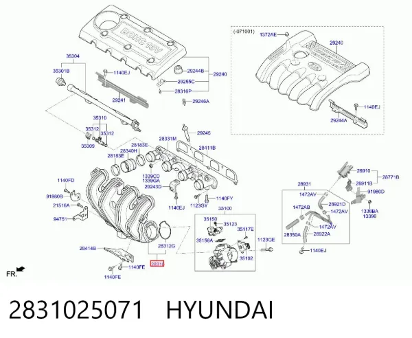 Впускной коллектор 2831025071 Hyundai/Kia