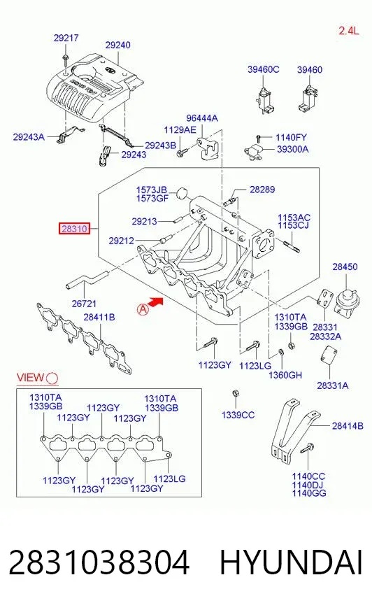 Впускной коллектор 2831038304 Hyundai/Kia