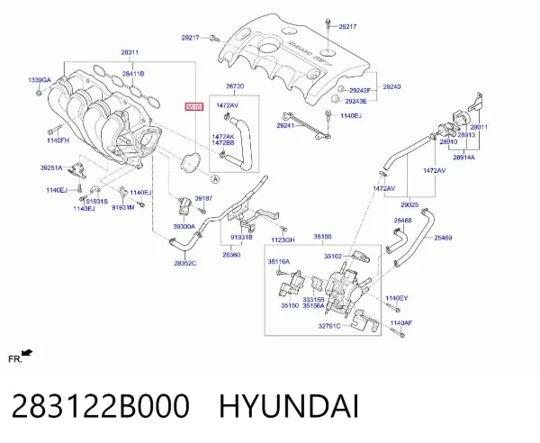 Прокладка дроссельной заслонки 283122B000 Hyundai/Kia
