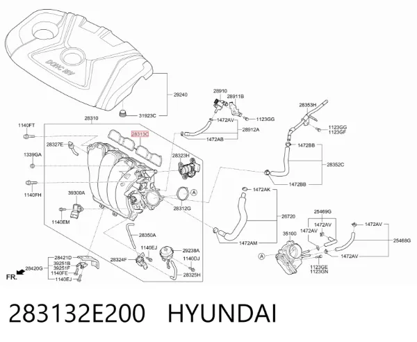 Прокладка впускного коллектора 283132E200 Hyundai/Kia