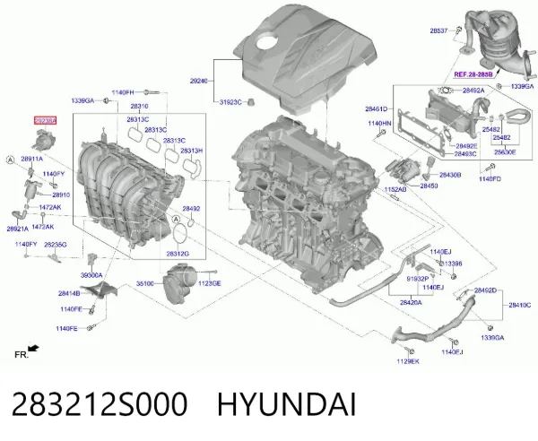 Актуатор привода заслонок впускного коллектора 283212S000 Hyundai/Kia