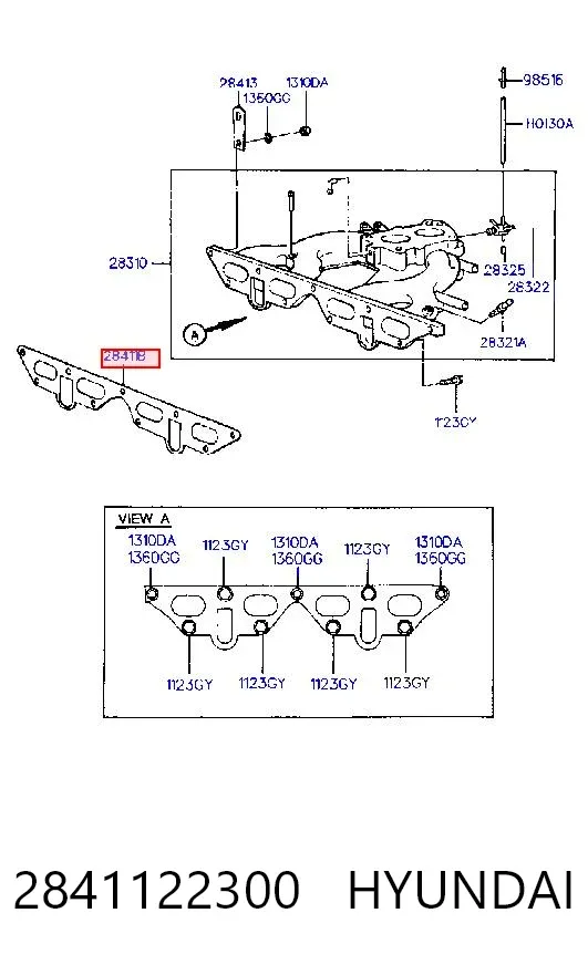 Прокладка впускного коллектора 2841122300 Hyundai/Kia