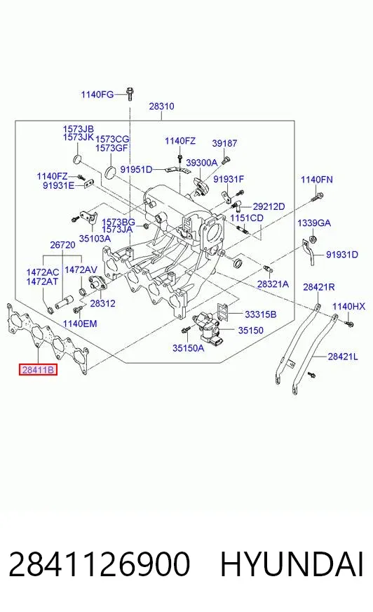 Прокладка впускного коллектора 2841126900 Hyundai/Kia