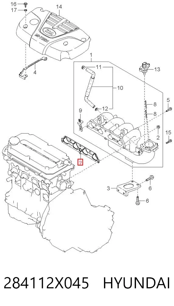 Прокладка впускного коллектора 284112X045 Hyundai/Kia