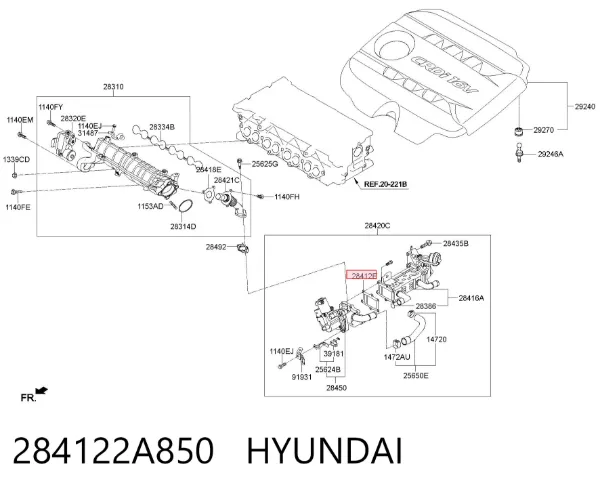 Прокладка EGR-клапана рециркуляции 284122A850 Hyundai/Kia