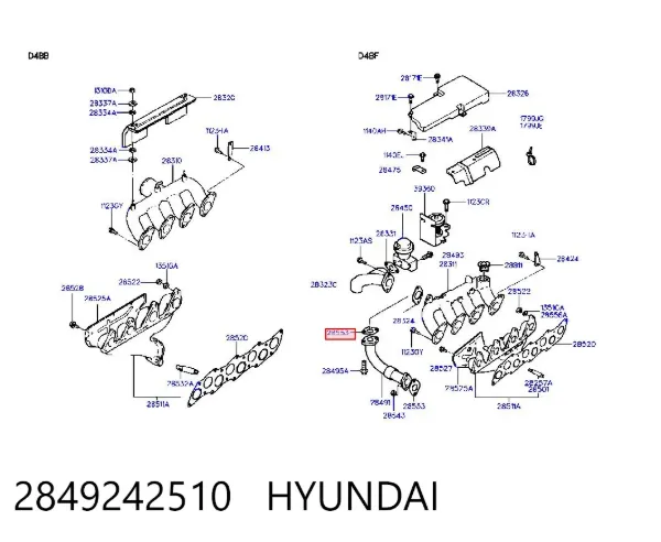 Прокладка EGR-клапана рециркуляции 2849242510 Hyundai/Kia