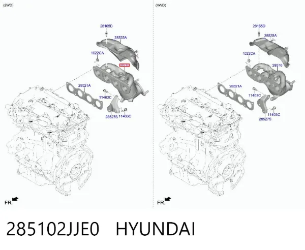 Выпускной коллектор 285102JJE0 Hyundai/Kia