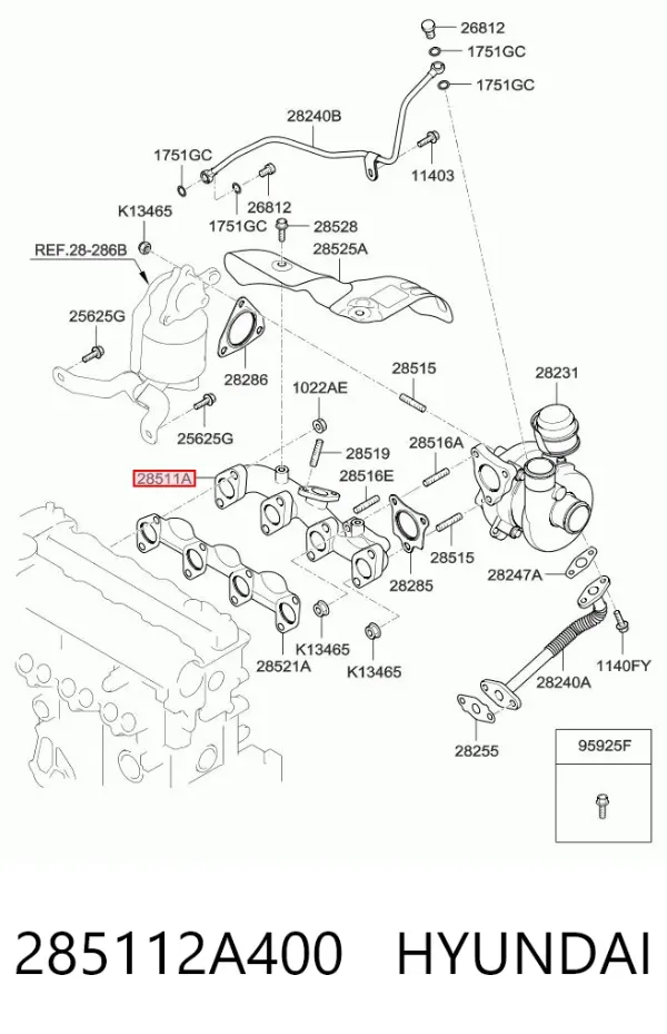 Выпускной коллектор 285112A400 Hyundai/Kia