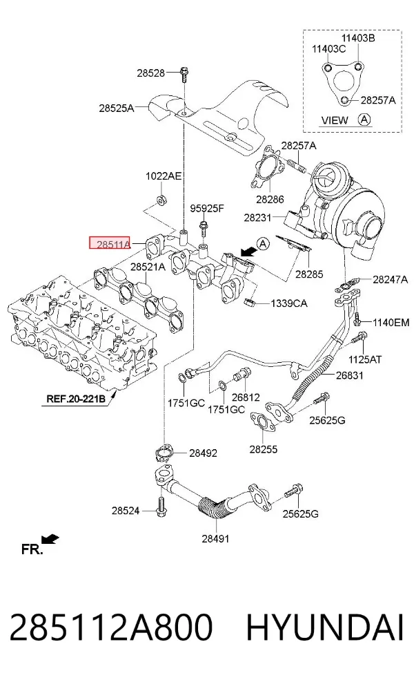 Выпускной коллектор 285112A800 Hyundai/Kia