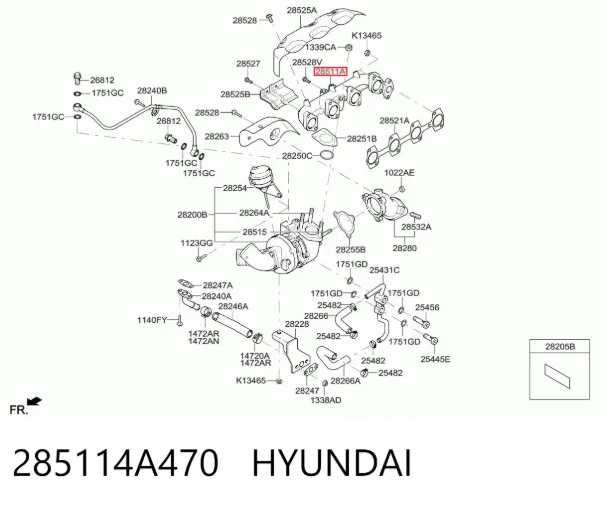 Выпускной коллектор 285114A470 Hyundai/Kia