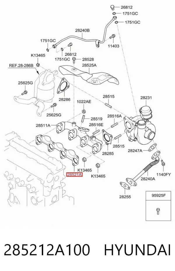 Прокладка коллектора 285212A100 Hyundai/Kia