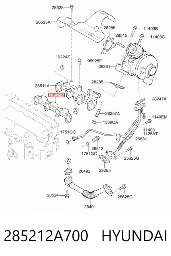 Прокладка коллектора 285212A700 Hyundai/Kia